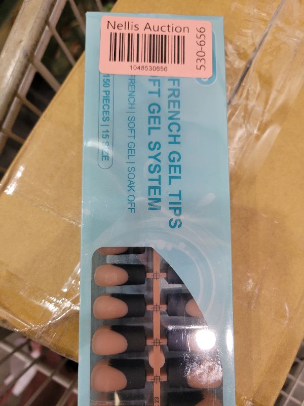 Photo 1 of 150Pcs Black French Gel Nail Tips, Vansiho Long Square Nail Tips, Pre-French Tips Press on Nails Brown, Fake Nails for Nail Art DIY 15 Sizes