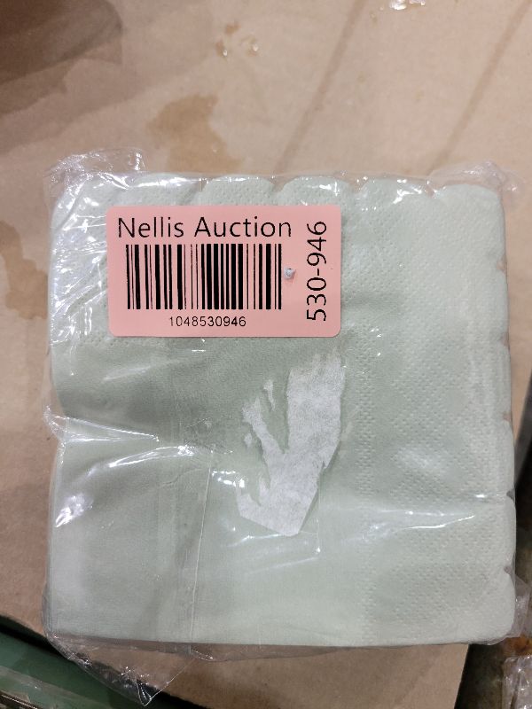 Photo 1 of 100 Pack Cocktail Napkin 2-Ply Scalloped Edged Dessert Napkins Folded 5 x 5 Inches Disposable Napkins for Dinner Wedding Birthday Party Bridal Anniversary Reception Event (Sage Green)