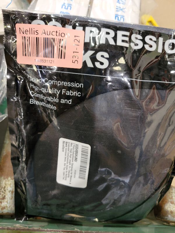 Photo 1 of 2 Pairs Compression Stockings for Women & Men, Thigh High Length 15-20mmHg Graduated Compression Socks for Nursing Sports Varicose Veins, Dot Top, Open Toe, Mix,L