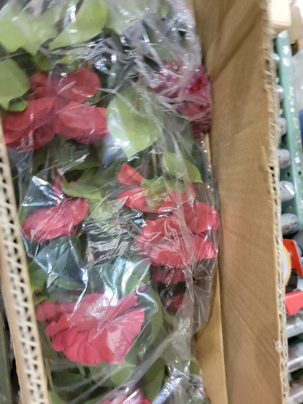 Photo 1 of 2 Pack Artificial Camellia Tree 42" Faux Floral Trees with 36 Red Blooming Flowers Tall Camellia Plant in Cement Pot with Dried Moss for Porch Front Door Office Shop Home Room