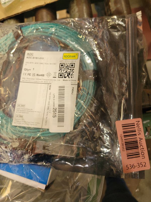 Photo 1 of 10Gtek 10G SFP+ AOC Cable - 10GbE SFP+ to SFP+ Active Optical Fiber Cable, OM3 MMF Direct-Attach Fiber Assemblies with SFP+ connectors for Cisco SFP-10G-AOC10M, Ubiquiti UniFi, Mikrotik, 10-Meter