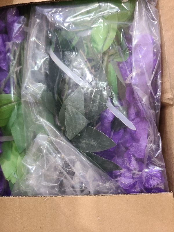 Photo 1 of 36pcs Artificial Wisteria Flowers 3.6 Feet/Piece Purple Dense Artificial Fake Wisteria Vine Ratta Hanging Garland Silk Flowers String Home Party Wedding Decor?Purple-Dense?