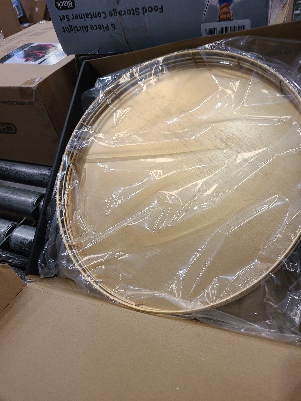 Photo 1 of 13" Gold Lazy Susan for Table Top, Oak Wood Lazy Susan Turntable Organizer for Dining Coffee Table Centerpiece Bar Decor Kitchen Countertop Bathroom Vanity Decorative Tray for Perfume Jewelry Round