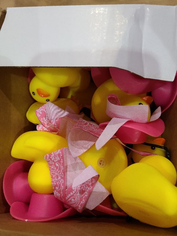 Photo 1 of 24 Set Cowboy Rubber Duck Bulk Mini Yellow Duckies Bath Party Tiny Ducks Bathtub Toy with Cowboy Hat Paisley Bandanas Sunglasses for Summer Baby Shower Birthday Swimming Party Favor