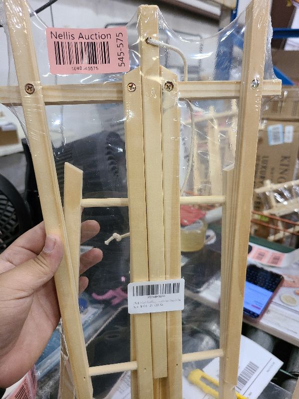 Photo 1 of 2 Pack 15.3 Inch Wood Easels, Painting Canvases, Art and Crafts Painting Easel, Kids Student Table Top Easels for Painting, Portable Canvas Tripod, Apply to Kids Artist Adults Students Etc