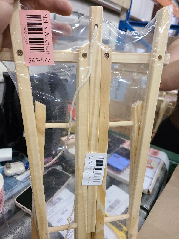 Photo 1 of 2 Pack 15.3 Inch Wood Easels, Painting Canvases, Art and Crafts Painting Easel, Kids Student Table Top Easels for Painting, Portable Canvas Tripod, Apply to Kids Artist Adults Students Etc