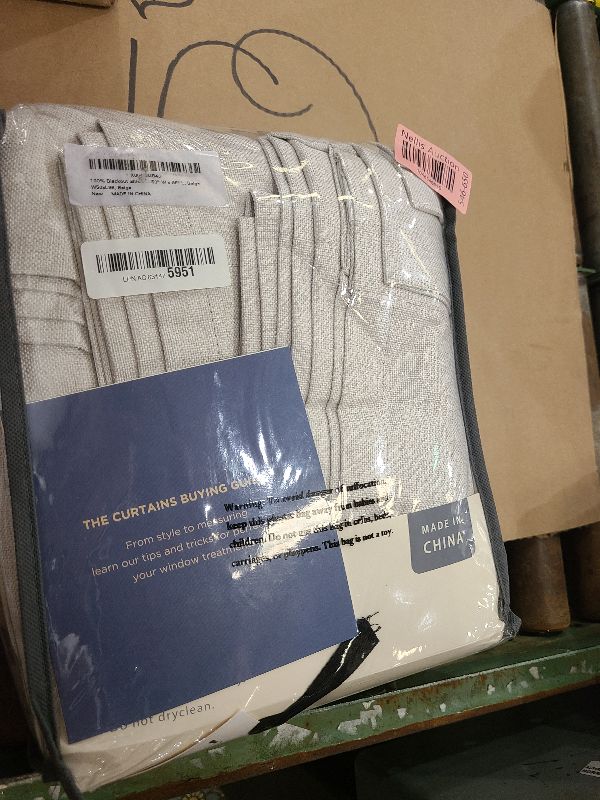 Photo 1 of 100% Blackout Shield Linen Blackout Curtains for Bedroom 96 Inches Long, Back Tab/Rod Pocket Living Room Drapes, Thermal Insulated Blackout Curtains 2 Panels Set, 50" W x 96" L, Beige