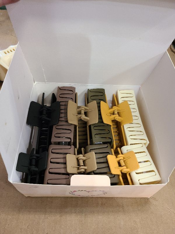 Photo 1 of 12 Pcs Rectangle Hair Clips, Hair Accessories for Women and Girls, Including 6 Pcs 4 Inch Large Claw Clips for ThickHair and 6 Pcs 2 inch Small Claw Clips for ThinHair (Neutral)