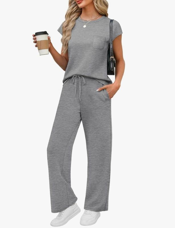 Photo 1 of 2 Piece Sets for Women Casual Summer Travel Vacation Outfits Cap Sleeve Lounge Set XL