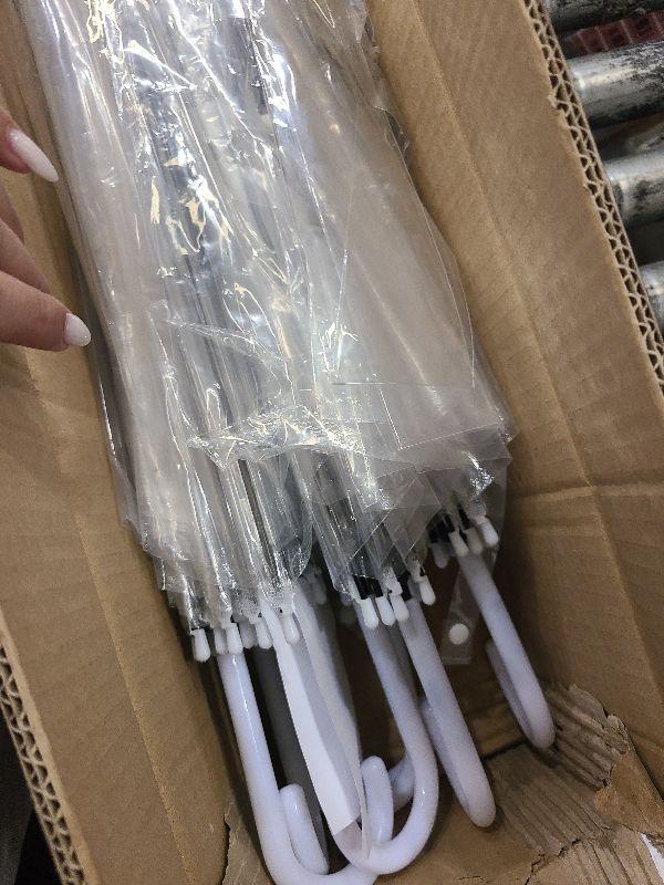 Photo 1 of 20 Pack Wedding Umbrellas with J Hook Handle Windproof Stick Umbrellas Large Bubble Umbrella for Adults Kids Rain (Clear)