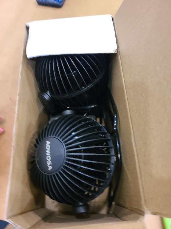 Photo 1 of 12V Car Fans Cooling Air Fan Powerful Dashboard Electric Dual Car Fan Cigarette Lighter Low Noise 360 Degree Rotatable for Truck Vehicle Boat Van SUV RV