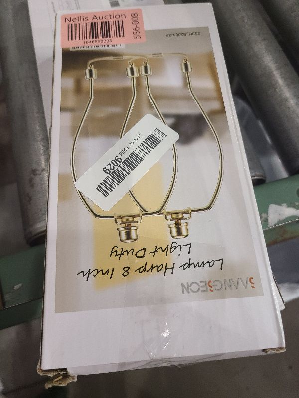 Photo 1 of 8 Inch Brass Lamp Harp Holder Kits with Finials and Detachable Saddle Bases, Light Duty, Saangseon Set of 2 DIY Lighting Accessories Horn Frame Lampshade Brackets