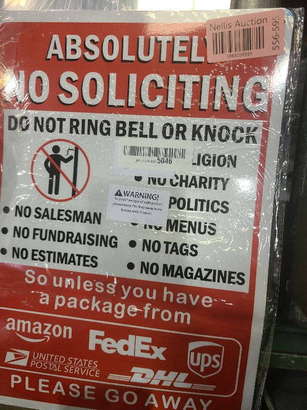 Photo 1 of 14 x 10 Inches Absolutely No Soliciting Sign for House - Do Not Ring Bell or Knock, Large Work from Home on No Soliciting Metal Go Away Yard Signs for Front Door Home, Sun-Proof, Rust-Free
