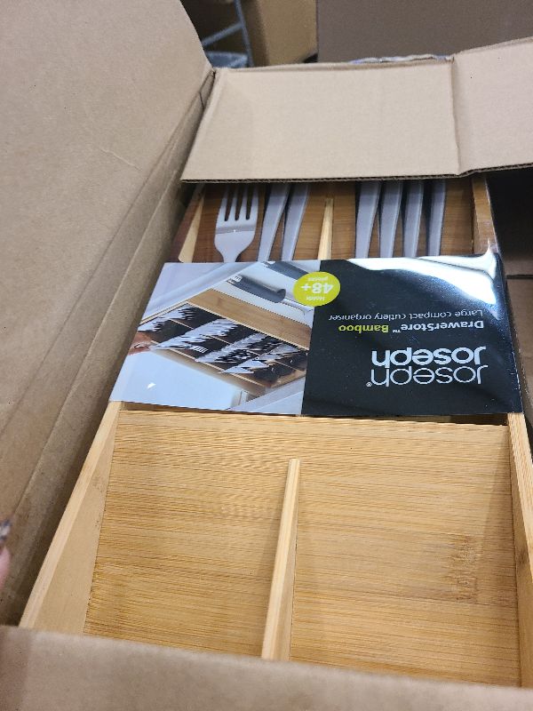 Photo 1 of  Joseph Joseph DrawerStore Compact Utensil Organizer For Kitchen Drawer Silverware, Flatware Tray, Large, Bamboo 