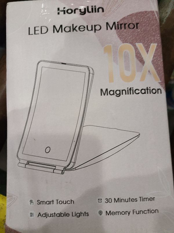 Photo 1 of 10X/1X Magnification Lighted Makeup Mirror with Lights, Rechargeable Magnifying Mirror with 80LED&2000mAh Battery, Portable Travel Vanity Mirror with 3 Colors Dimmable Lighting, Travel Essentials