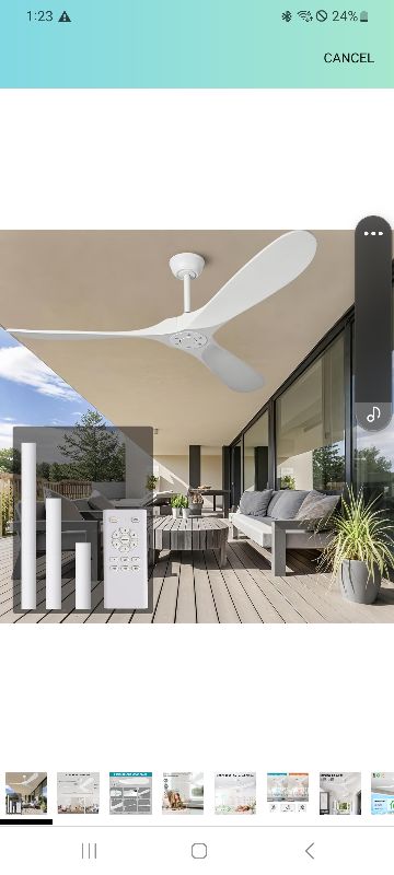 Photo 1 of 60 Inch White Ceiling Fan No Light ?Wood Indoor Outdoor Ceiling Fans for Patios Living Room Bedroom Proch Big Outside Farmhouse Wet Rated Waterproof Ceiling Fan for Flat Sloped Angled Ceiling