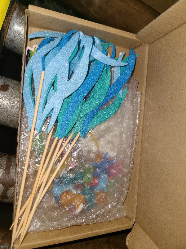 Photo 1 of 26 Pcs Axolotl Birthday Decorations Supplies Include 1 Cake Topper 3 Bags Artificial Seagrass 22 Pcs Axolotl Toy Cake Decorations for Ocean Party