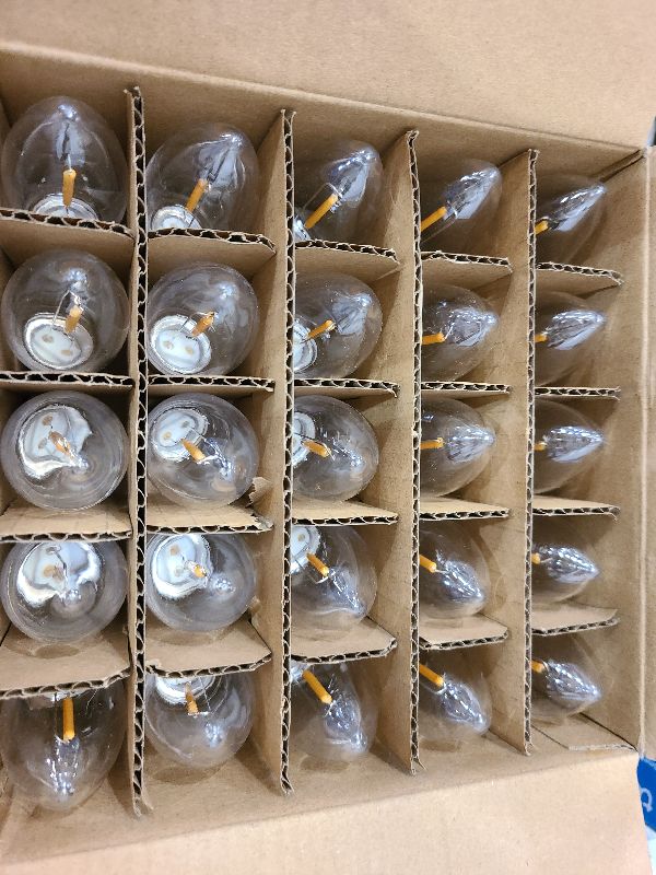 Photo 1 of 50 Pack C9 LED Replacement Light Bulb, C9 LED Bulbs for Christmas Outdoor String Lights, E17 Intermediate Base, Commercial Grade Holiday Bulbs Warm White 2200K