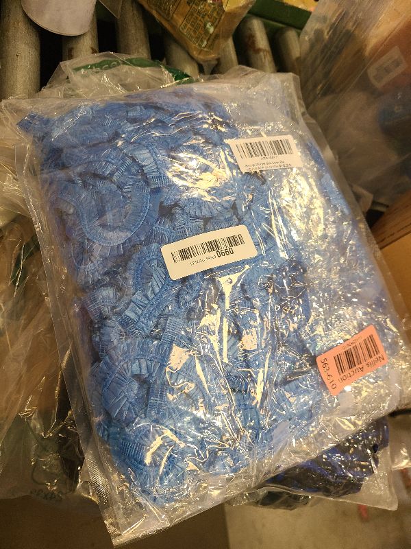 Photo 1 of 200 Pack Shoe Covers Disposable Non Slip, Premium Waterproof and Recyclable Shoe Booties Covers for Indoors, Fits Up To 11 US Men and 13 US Women Size, 100 Pairs Elastic Caps Plastic Shoe Covers Blue.