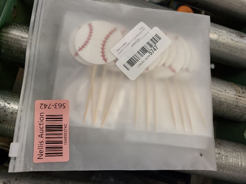 Photo 1 of 24pc Glitter Baseball Cupcake Toppers - Baseball Party Decorations, Player Toppers - Baby Shower Theme