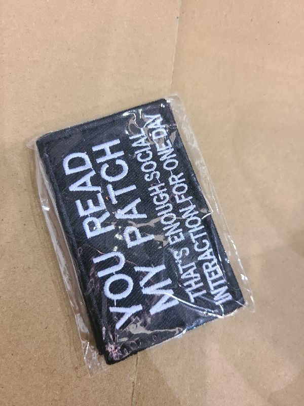 Photo 1 of 2 Packs You Read My Patch That's Enough Social Interaction for One Day Embroidered Fastener Hook & Loop Emblem Patch for Clothes Uniform Armband Backpack Biker Service Dog Vest Harness