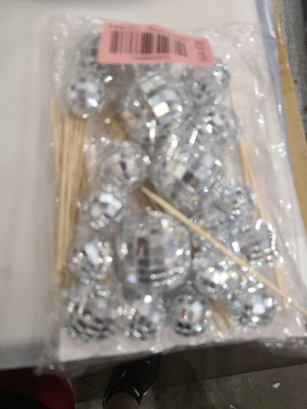 Photo 1 of 36 pcs Disco Ball Cake Toppers Happy Birthday Cake Topper 1970s Disco Ball Cake Picks Disco 70s Party Decorations Disco Party Decorations