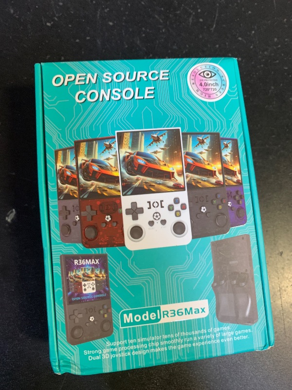 Photo 1 of 2025 New R36Max Handheld Game Console Portable Mini Retro Game Console 4.0" IPS Video Game Console Built-in 64GB TF Card Pre-Installed Over 18,000 Retro Games, 4000mAh Battery (Black-MAX)