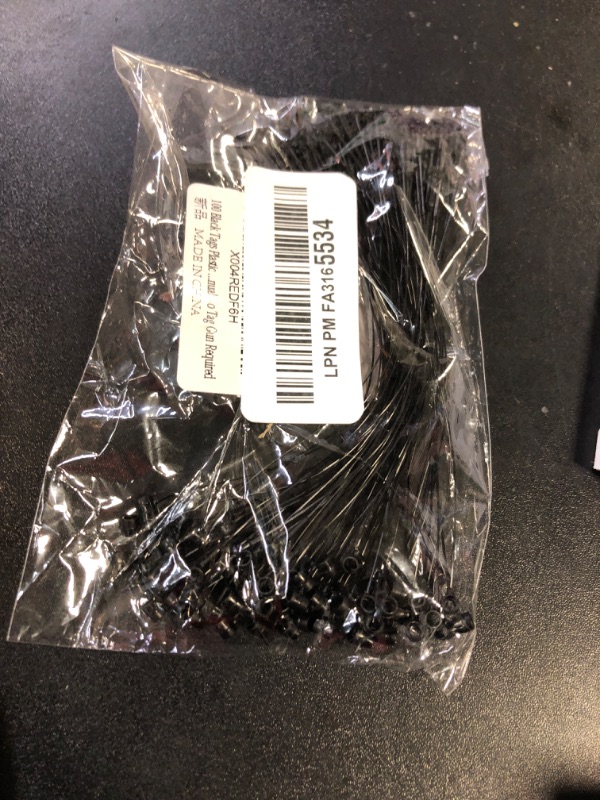 Photo 1 of 100 Black Tags Plastic Snap Lock Loop Pin Security Ties Fastener Manual No Tag Gun Required