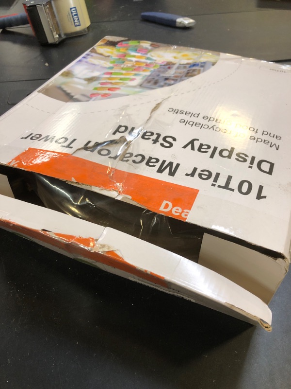 Photo 1 of 10 Tiers Round Macaron Tower Stand Plastic Transparent Cake Stand Macaron Display Rack Desserts Cupcake Holder Platter for Baby Shower, Birthday Party, Wedding, Party Decor