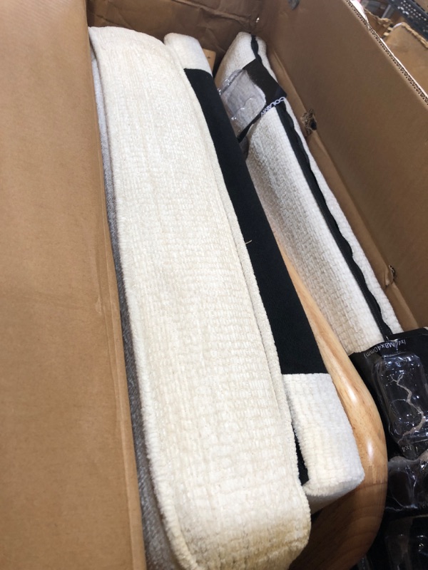 Photo 1 of **INCOMPLETE, DAMAGED** COLAMY Mid Century Modern Accent Chair Set of 2 with Lumbar Pillow, Relaxing Armchair with Solid Wood Frame & Soft Cushion, Reading Leisure Chair for Living Room?Beige?