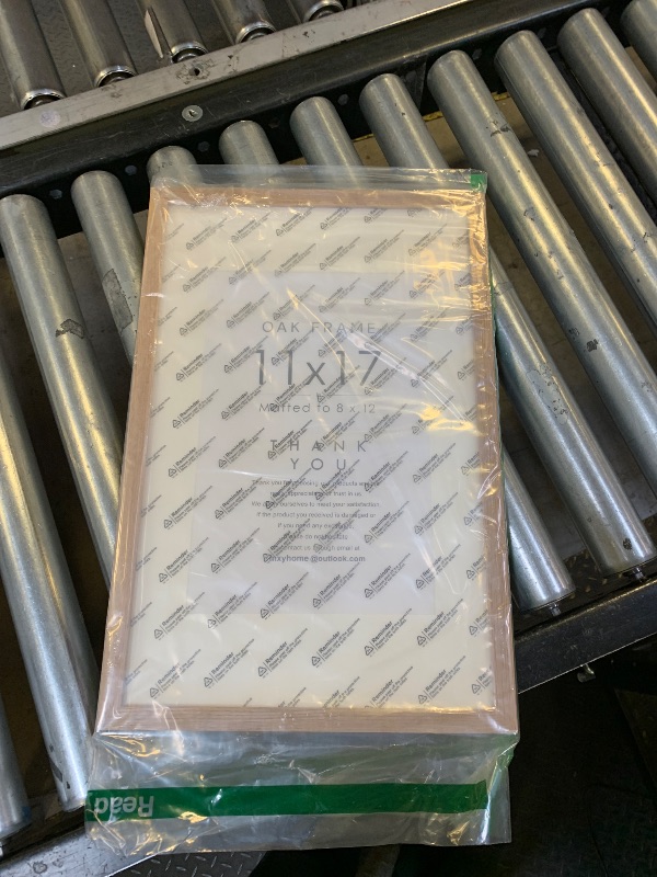 Photo 1 of 11x17 Oak Picture Frame, Solid Oak 11x17 Poster Frame with Mat to 8x12(Openning Size is 7.5x11.5), Natural Wood 17x11 Frames for Wall, Set of 1