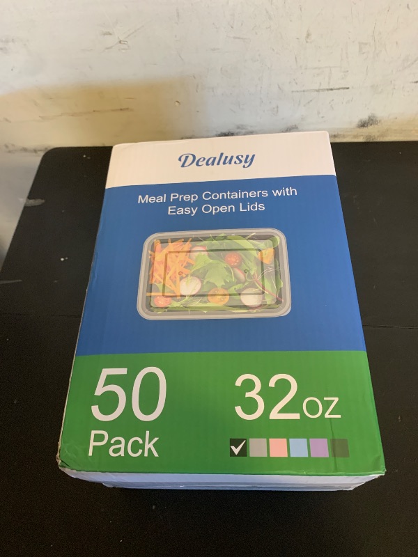 Photo 1 of 50 Pack (100-Piece) 32 oz Meal Prep Containers Reusable with Easy Open Lids, Sturdy Leakproof Food Safe, Microwave Freezer Dishwasher Safe, To Go Take Out Plastic Food Storage Pans with Lids, Black