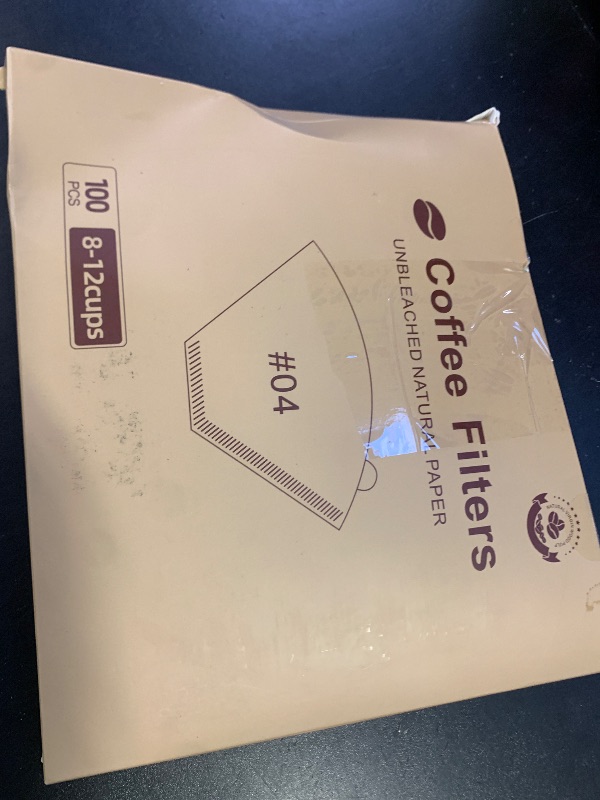 Photo 1 of 100 Count Coffee Filters #4, Premium Cone Coffee Filters 8-12 cup, Unbleached Natural Paper, Disposable Coffee Filters 4 Cone Paper for Pour Over and Drip Coffee Maker
