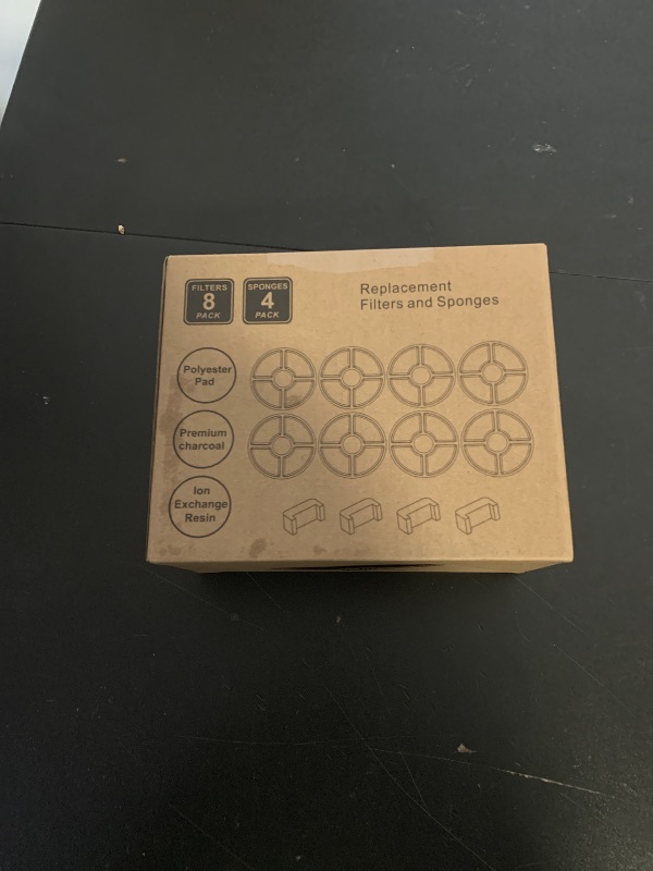 Photo 1 of 12 Pack Cat Water Fountain Filter, 8 Pcs Cat Fountain Filters Replacement Dia is 5" & 4 Pcs Pre-Filter Sponges for 81oz / 2.4L Round Automatic Pet Water Fountain Dog Dispenser, 3-Filtration System