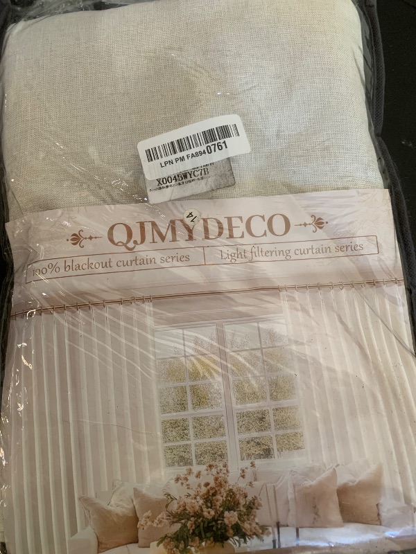 Photo 1 of 108 Inch Floor to Ceiling Blackout Curtains 70 Inches Wide for Sliding Glass Door,Luxury Pleated Cream Beige Linen Room Darkening Privacy for Wide Large Windows 66 to 120 Drapes(70"W x 108"L 2 Panels)