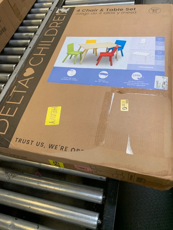 Photo 2 of Delta Children Kids Table and Chair Set (4 Chairs Included), Natural/Primary