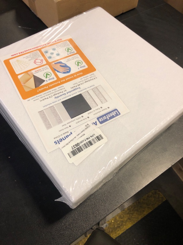 Photo 1 of 12 Pack Self-Adhesive Acoustic Panels, 12" X 12" X 0.4" High-Density Polyester Sound Proof Foam Panels for Walls, Soundproof Wall Panels for Home & Office (White)