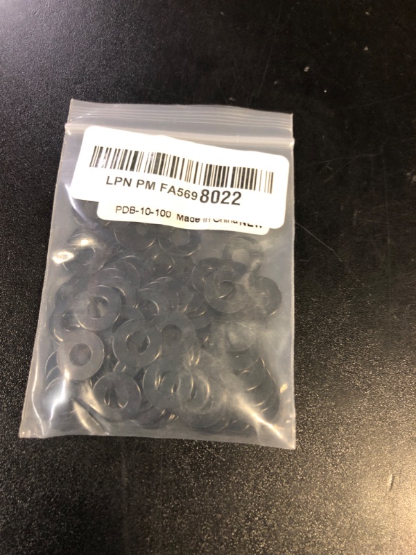 Photo 1 of 100 PCS #10 Black Flat Washer, 1/2" Outer Diameter, 304 Stainless Steel Metal Washer for Screws and Bolts