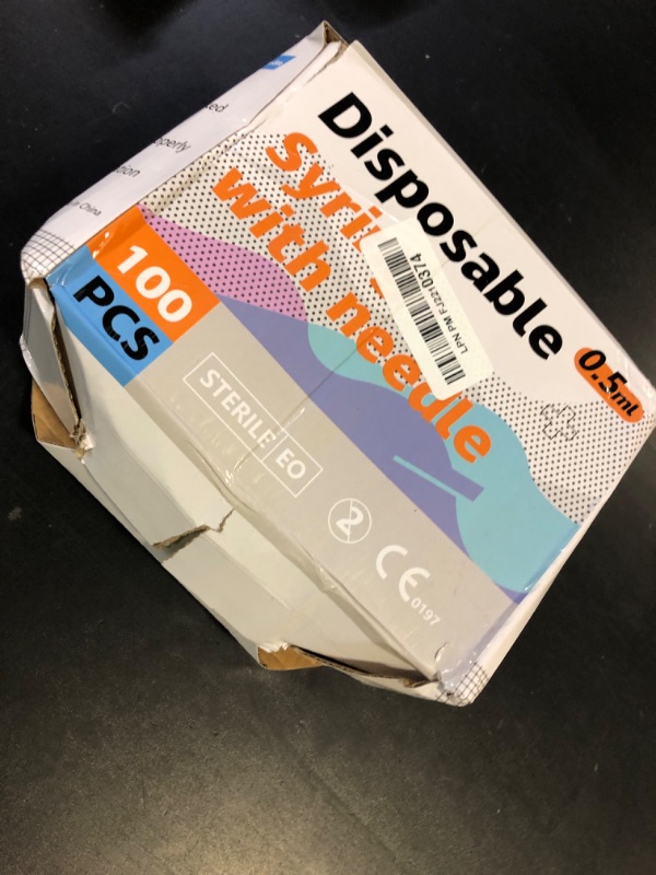 Photo 1 of 0.5ml 30G 5/16 Inch 8mm Syringe, Lab Syringes Individually Wrapped, Pack of 100