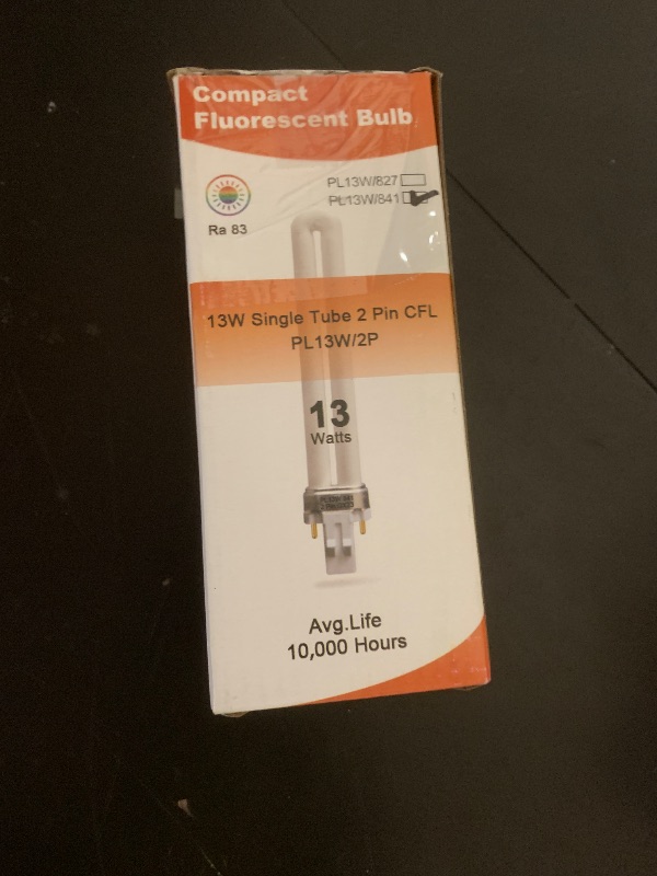 Photo 1 of (6 Pack) 13 Watt Single Tube 2 Pin GX23 Base,PL-13W GX23 4100K Compact Fluorescent Light Bulb, Replaces Philips PLS13W41, Sylvania CF13DS/841/ECO,PL13/SP41K