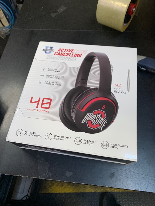 Photo 1 of ?SOAR Collegiate Active Noise Cancelling Over The Ear Headphones, Ohio State Buckeyes
