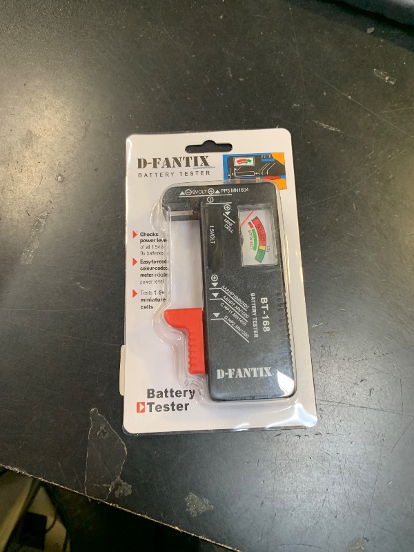 Photo 1 of D-FantiX Battery Tester, Universal Battery Checker Small Battery Testers for AAA AA C D 9V 1.5V Button Cell Household Batteries Model BT-168