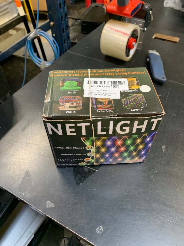 Photo 1 of 11.5ft x 5ft Solar Net Lights Outdoor, Solar & USB 2 Power Way 240 LED Waterproof Mesh Lights for Bushes, Remote Control 8 Modes String Light Trees Patio Garden Christmas Indoor Decor (Cool White)