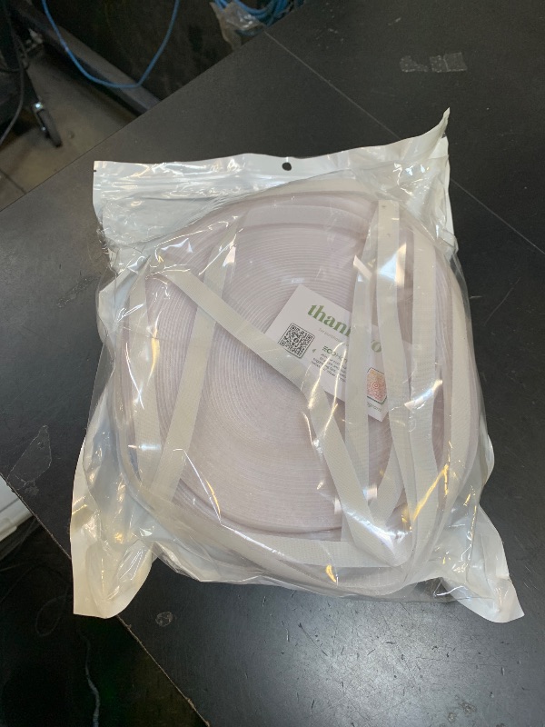 Photo 1 of (72 FT x 1/2 Inch) Strips with Adhesive for Fabric, No Sew Stick On for Fabric, Sticky Back for Clothes, Curtains - Heavy Duty Double Sided Hook and Loop Hem Tape Fasteners, No Sewing No Iron, White