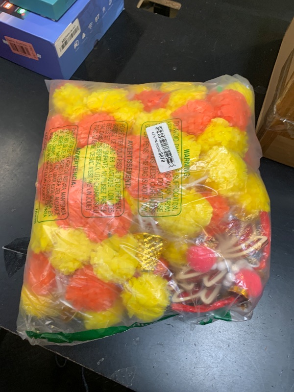 Photo 1 of 11 Pcs Diwali Decoration 5 Pcs 4.92 ft Marigold Garland Decoration with String Light 6 Lotus Hanging Ornament Indian Decor for Pooja Artificial Marigold Garlands for Wedding Home Temple Party Decor