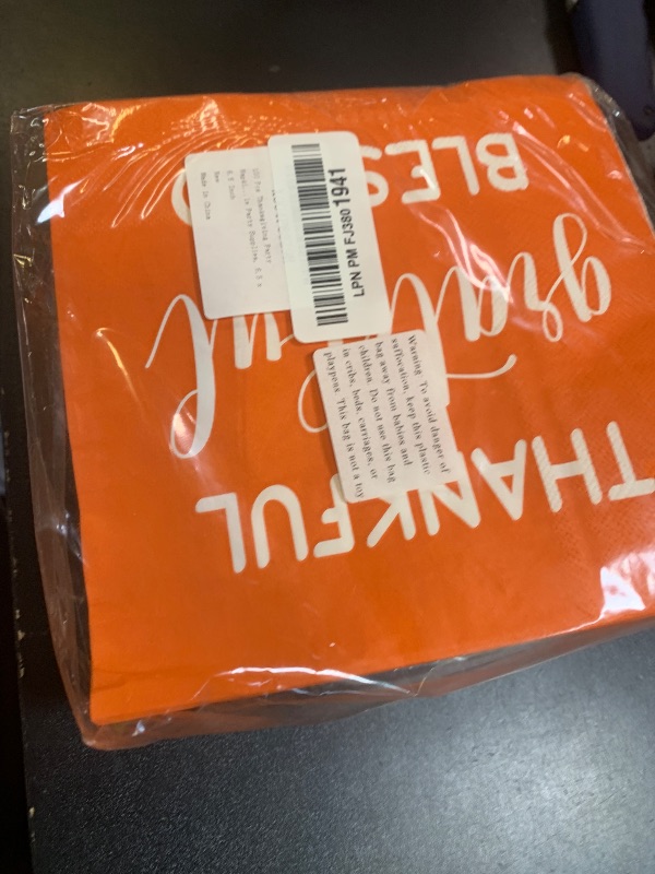 Photo 1 of 100 Pcs Thanksgiving Party Napkins Thanksgiving Paper Napkin 3 Ply Fall Disposable Dinner Napkins Thankful Blessed Luncheon Napkin for Autumn Harvest Home Kitchen Table Party Supplies, 6.5 x 6.5 Inch