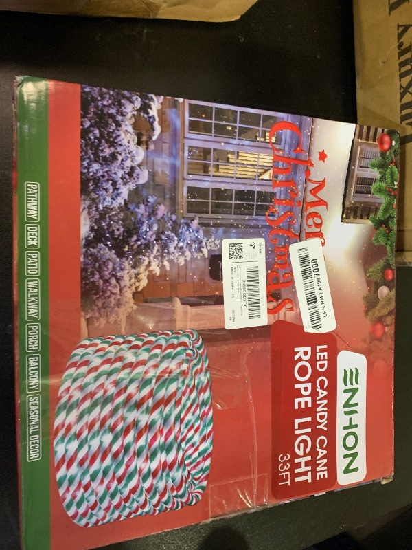 Photo 1 of 33FT Christmas Candy Cane Rope Lights, Waterproof 396 LEDs Candy Cane Outdoor Christmas Decorations, Red White and Green Christmas Lights for Garden, Yard, Party, Holiday Xmas Decor Indoor and Outdoor