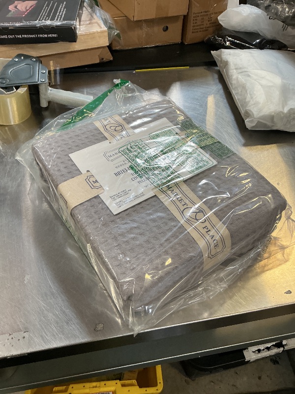 Photo 1 of 100% Cotton Waffle Weave Bed Blanket | Soft, Breathable, and Lightweight Blanket for All-Season | Perfect for Layering | Brielle Collection (Full/Queen, Charcoal)