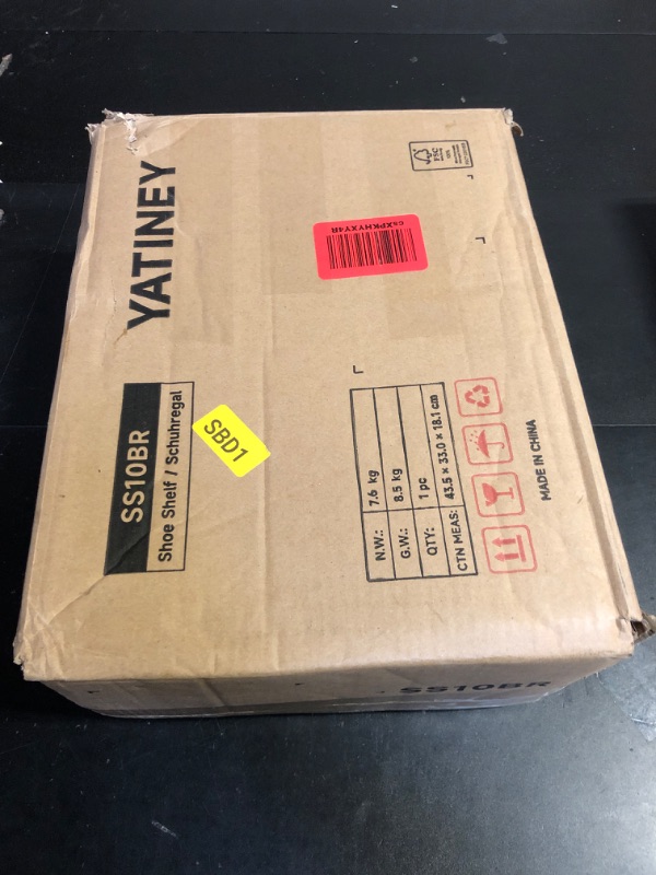 Photo 2 of YATINEY 10 Tier Shoe Rack, Large Capacity Shoe Storage Organizer Holds 40 Pairs, Sturdy and Stable, for Entryway, Hallway, Closet, Dorm Room, Rustic Brown SS10BR