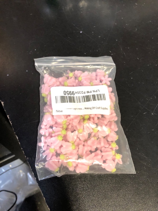 Photo 1 of 100 PCS Medium Light Pink Crown Flower Clay Beads (06) for Jewelry Making DIY Craft Supplies 14 mm